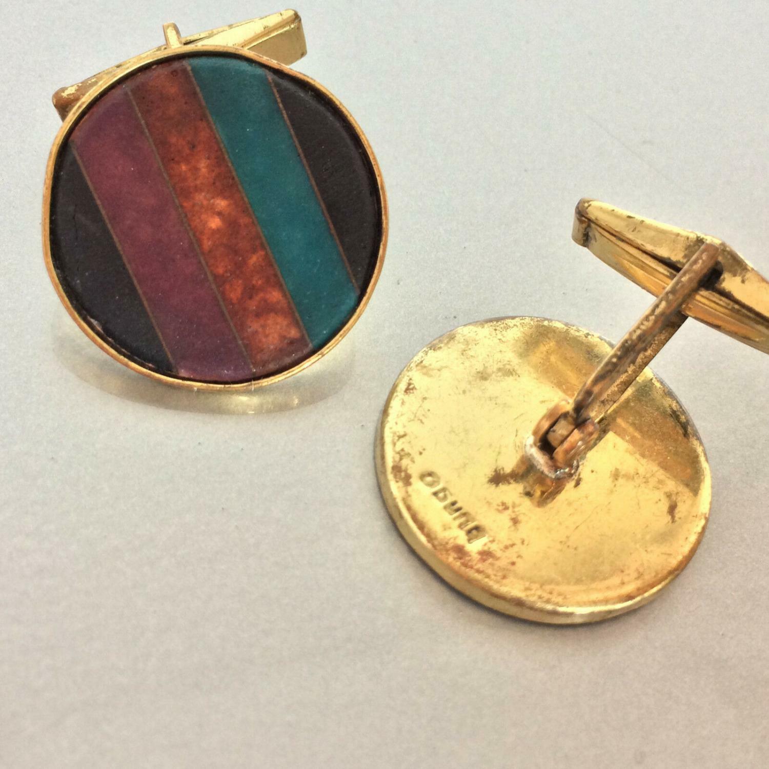  A. G. BUNGE Emaille MANSCHETTENKNÖPFE 50er 60er Manschetten CUFFLINKS