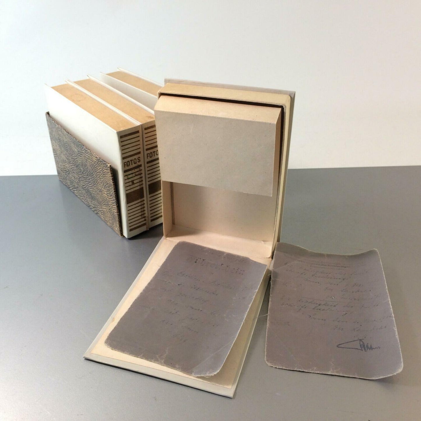 Fotobox 30er mit Schachteln 4 Stück Karton Vintage + Führerschein von 1924