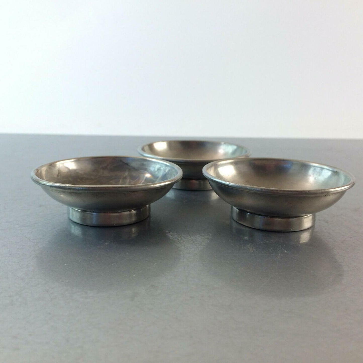 Schälchen 6,3  cm Metall silber Set Vintage 50er 60er (punziert) Schale