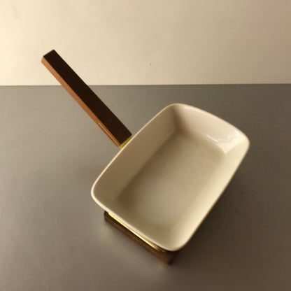 VINTAGE Keramik Schale D 14,5 TEAK Holz Schälchen 50er 60er