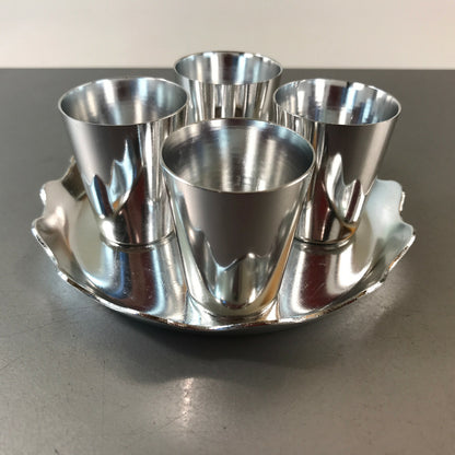 Untersetzer 50er 60er Vintage 11,5  cm Alu Unterteller Teller + Becher 4cm