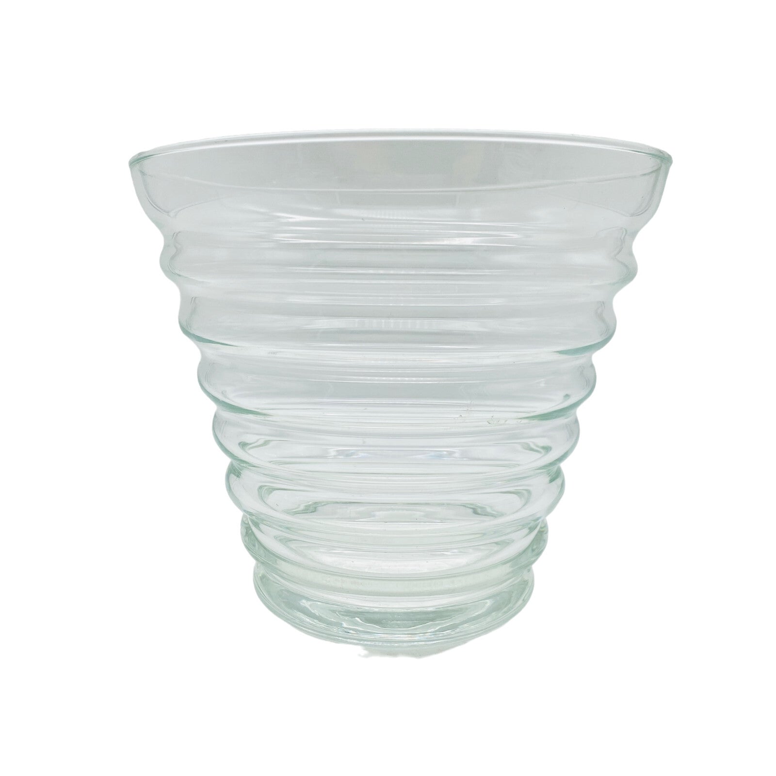 Vintage Vase Glas H 16 cm klar MID CENTURY Dekoration Blumenvase