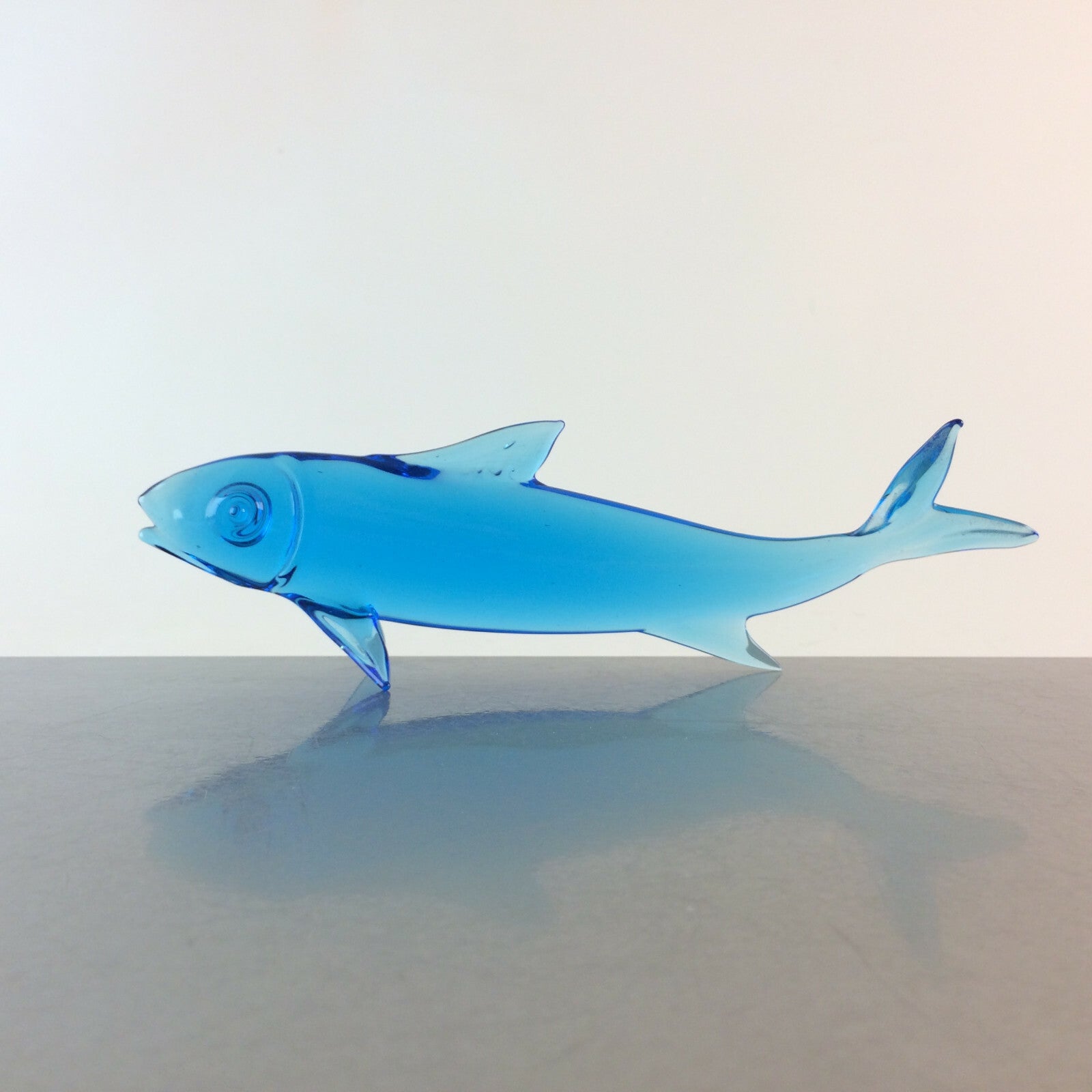 Glasfisch türkis blau L 19  cm Fisch  Glas Vintage Dekoration Deko