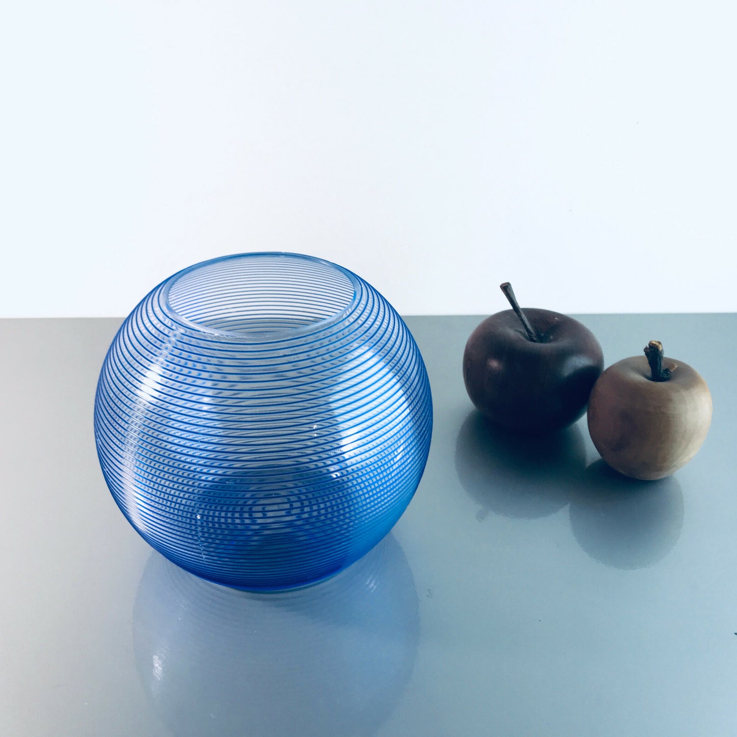 ZWIESEL Fadenglas 13 cm Vintage Vase 50er 60er MID CENTURY blau 40er