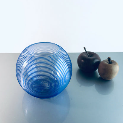 ZWIESEL Fadenglas 13 cm Vintage Vase 50er 60er MID CENTURY blau 40er