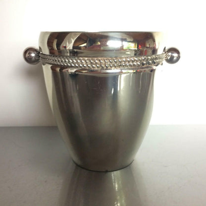 Eiswürfeleimer silber mit Einsatz Glas grün 60er 70er versilbert H 13 cm