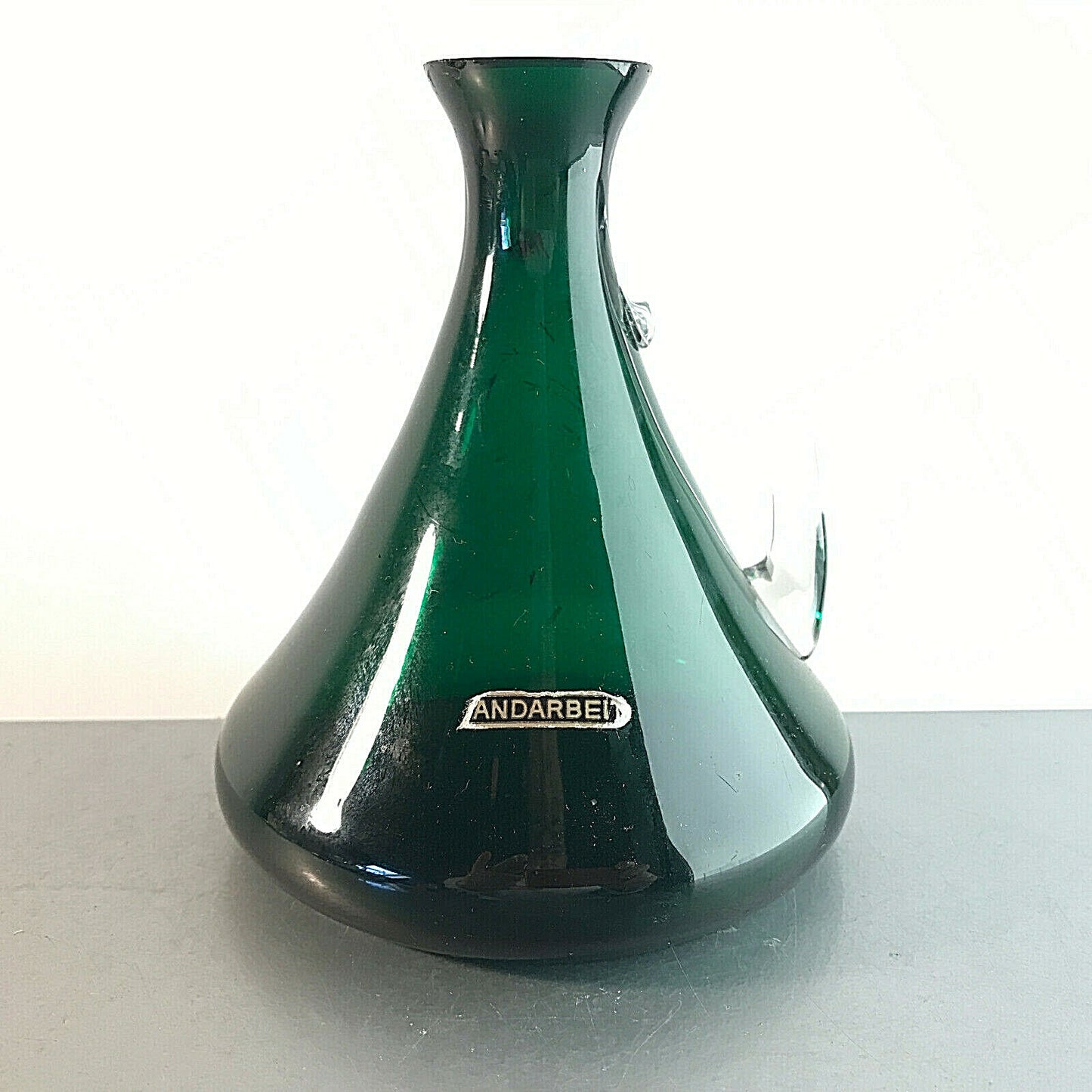 Vintage Vase 14,5 cm MID CENTURY 50er 60er grün Henkelvase