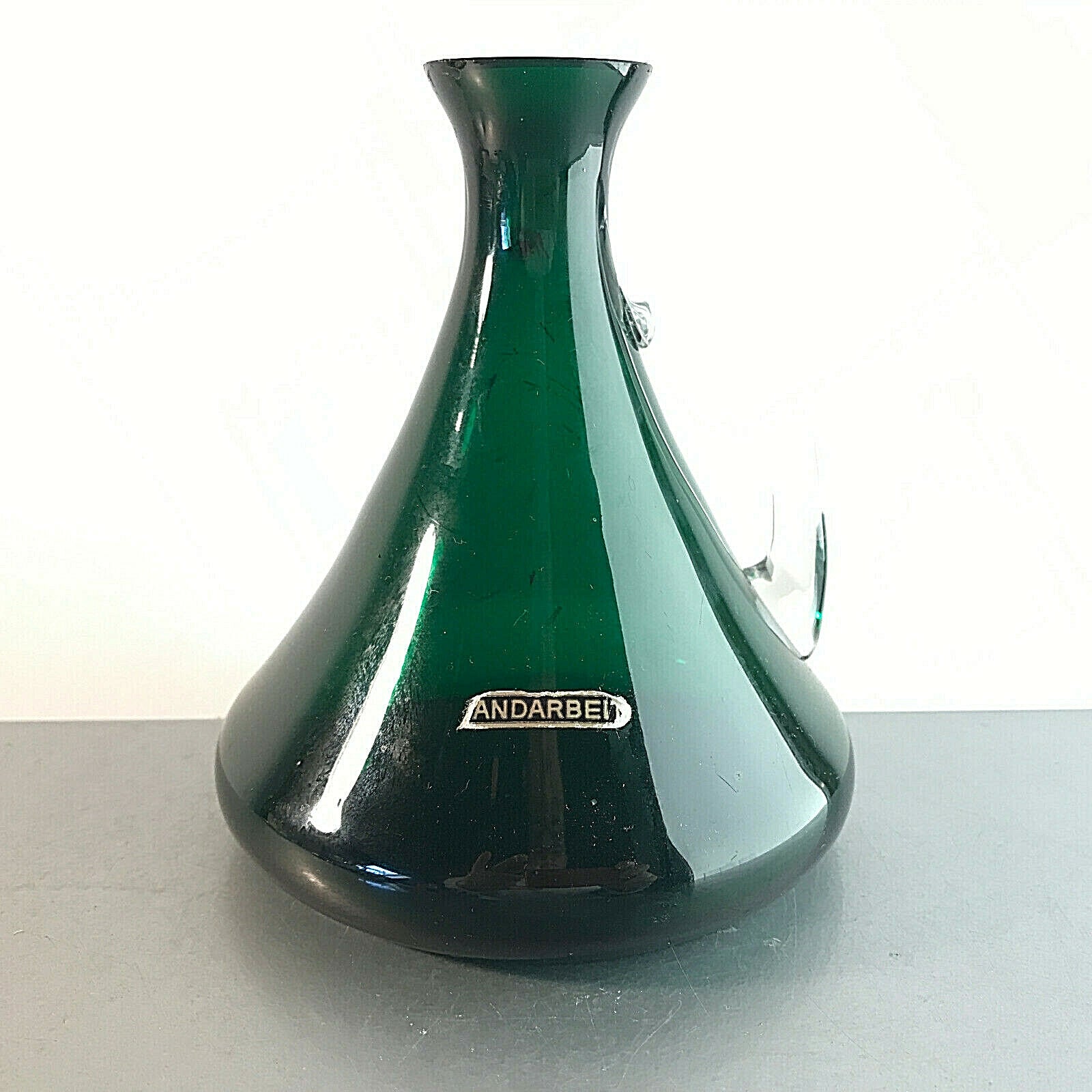 Vintage Vase 14,5 cm MID CENTURY 50er 60er grün Henkelvase