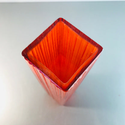 WMF Vintage Vase Überfang orange eckig 19,5 cm 50er 60er MID CENTURY