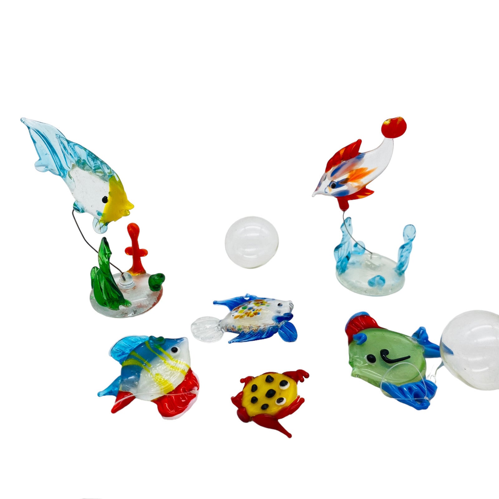 Fische mit Blasen Dekoration Glas Vintage ca 13 cm 60er 70er Tierfigur