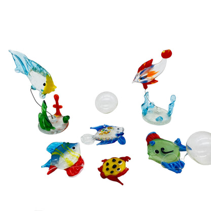 Fische mit Blasen Dekoration Glas Vintage ca 13 cm 60er 70er Tierfigur