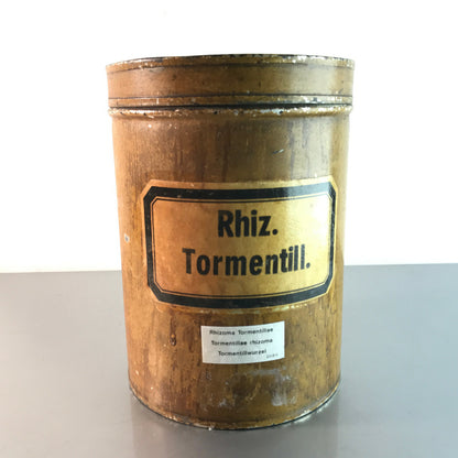 Blechdose Rhiz. Tormentill. 18 cm APOTHEKERDOSE Blech Metall Dose 