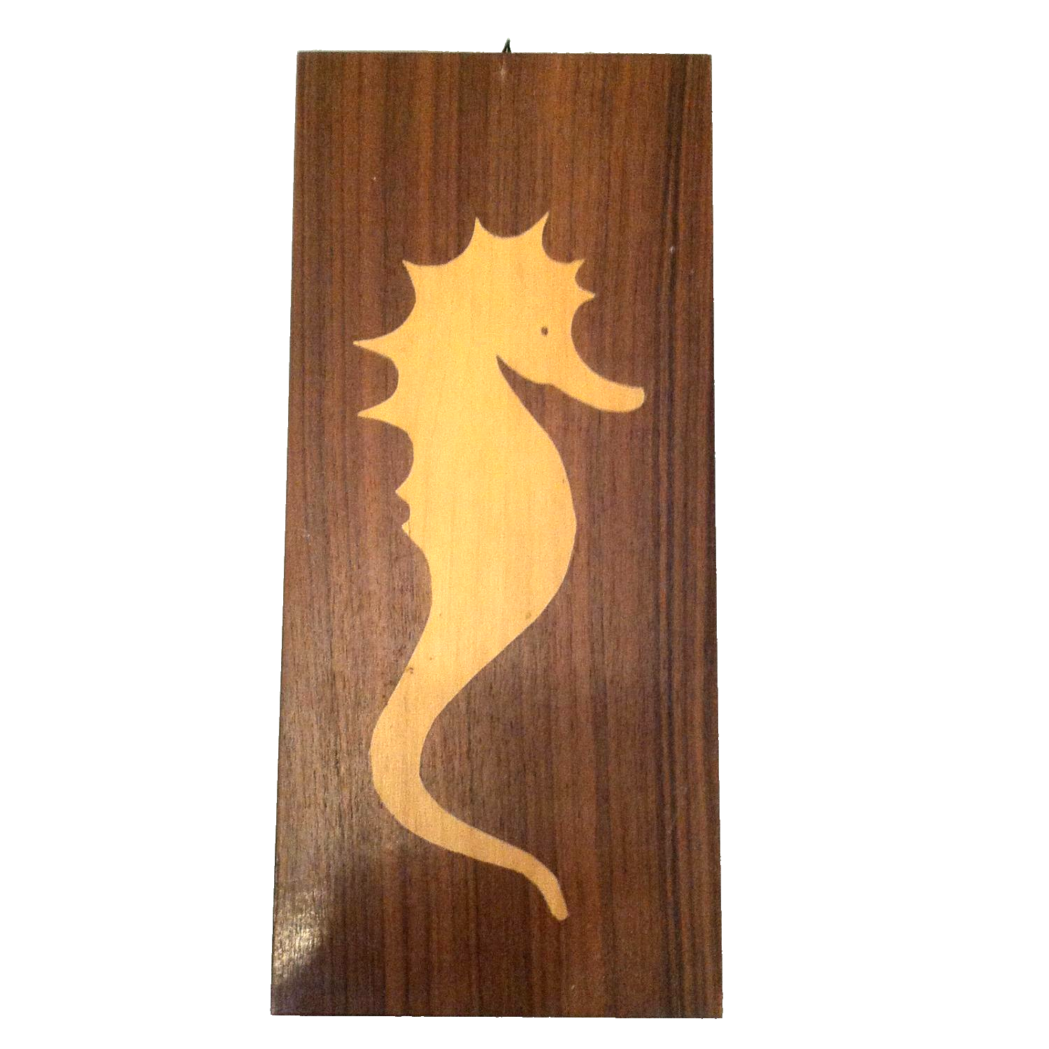  INTARSIEN Bild Holz HOLZBILD 50er 60er MID CENTURY Seepferd Seepferdchen