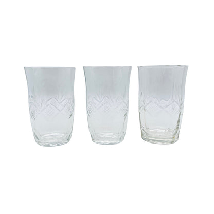 Wassergläser 910,3cm - 3 er Set - beschliffen Schliff Rauten 70er 60er Gläser