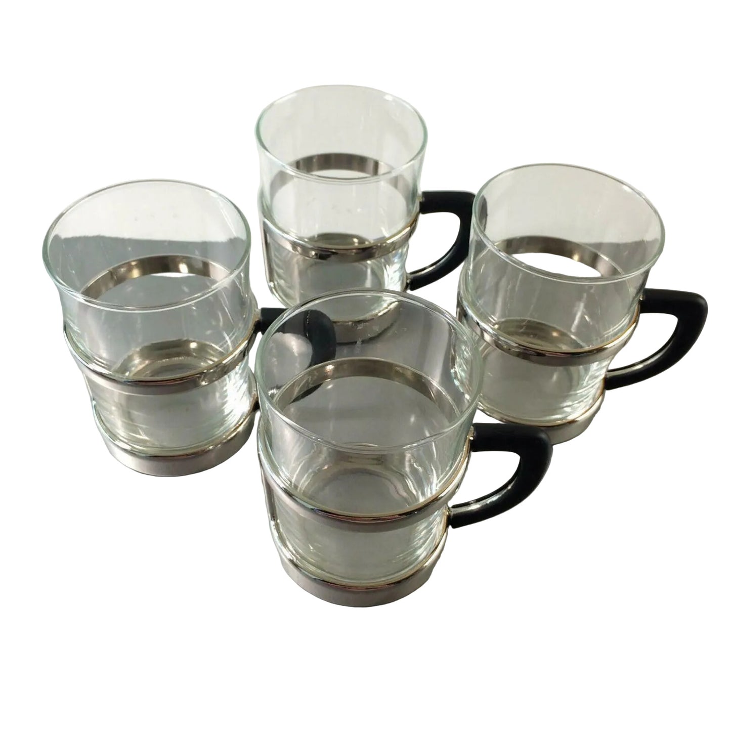 Teegläser Glas 50er 60er 4er Set Gläser Tasse Vintage schwarz
