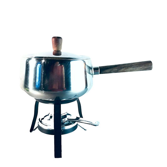 BERAM Fondue Topf Fonduetopf Stövchen Rechaud Brenner Edelstahl Vintage