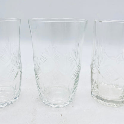 Wassergläser 910,3cm - 3 er Set - beschliffen Schliff Rauten 70er 60er Gläser
