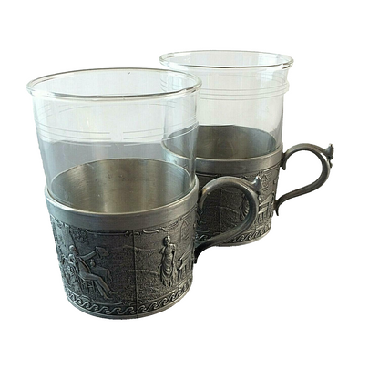 Friesling ZINN ORNAMENTE 2 er Teegläser Teetassen 9,5 cm Tassen  SCHOTT