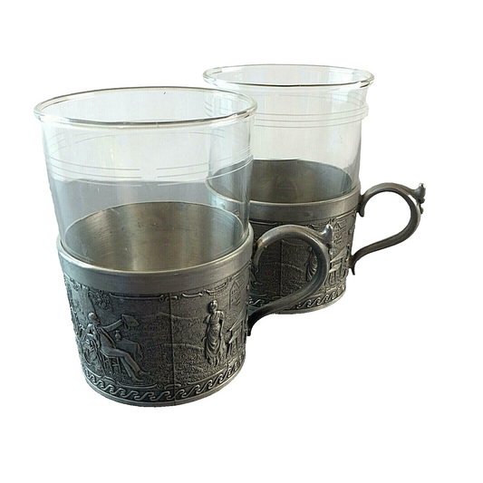 Friesling ZINN ORNAMENTE 2 er Teegläser Teetassen 9,5 cm Tassen  SCHOTT