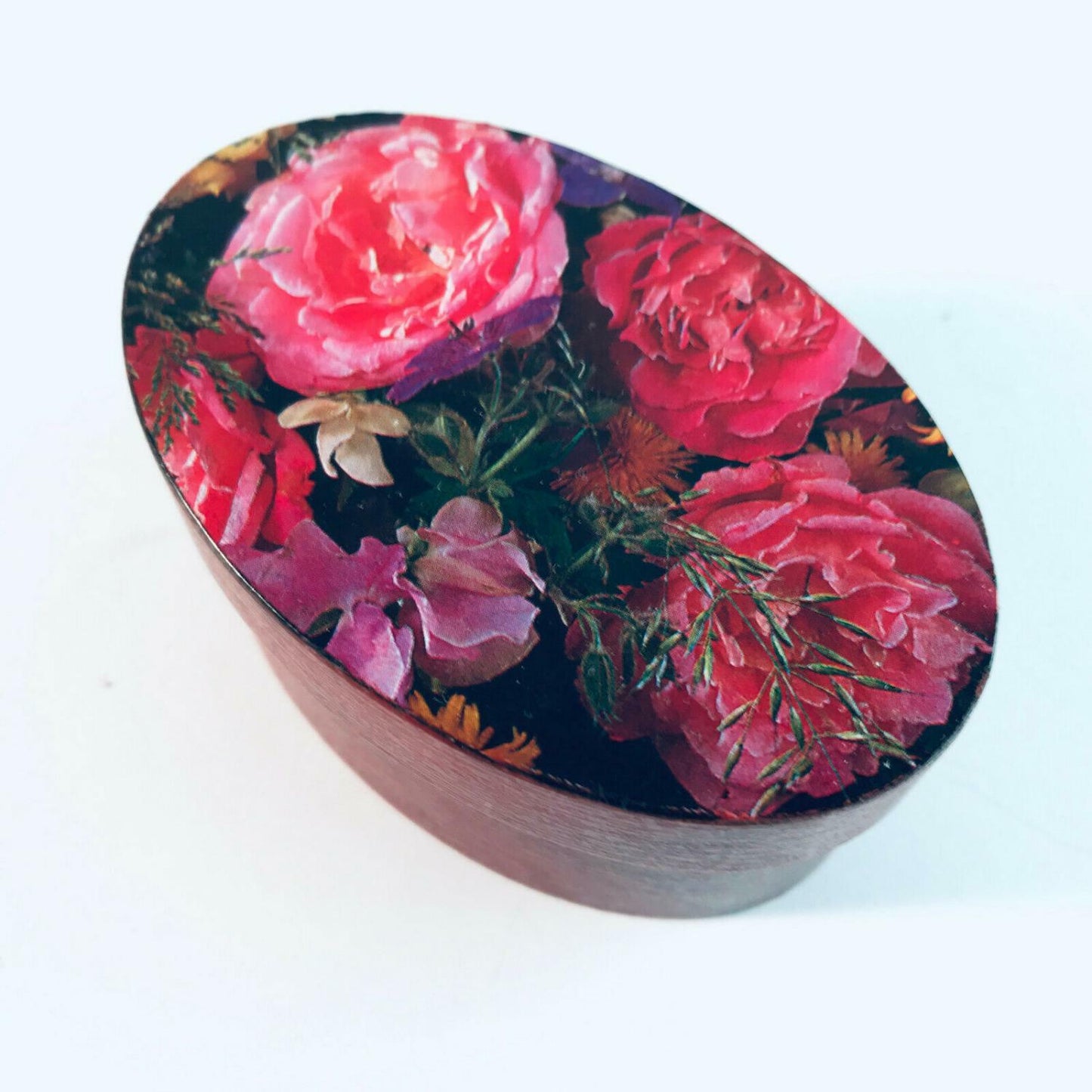 Dose in Span Optik aus KUnststoff rot mit Rosen 8 x 5 x 3,8 cm