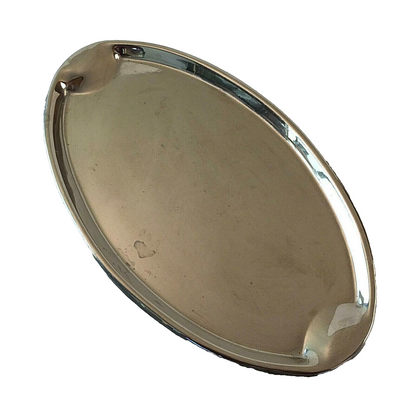Tablett 31 cm Silber farben Metall Teetablett 50er 60er oval
