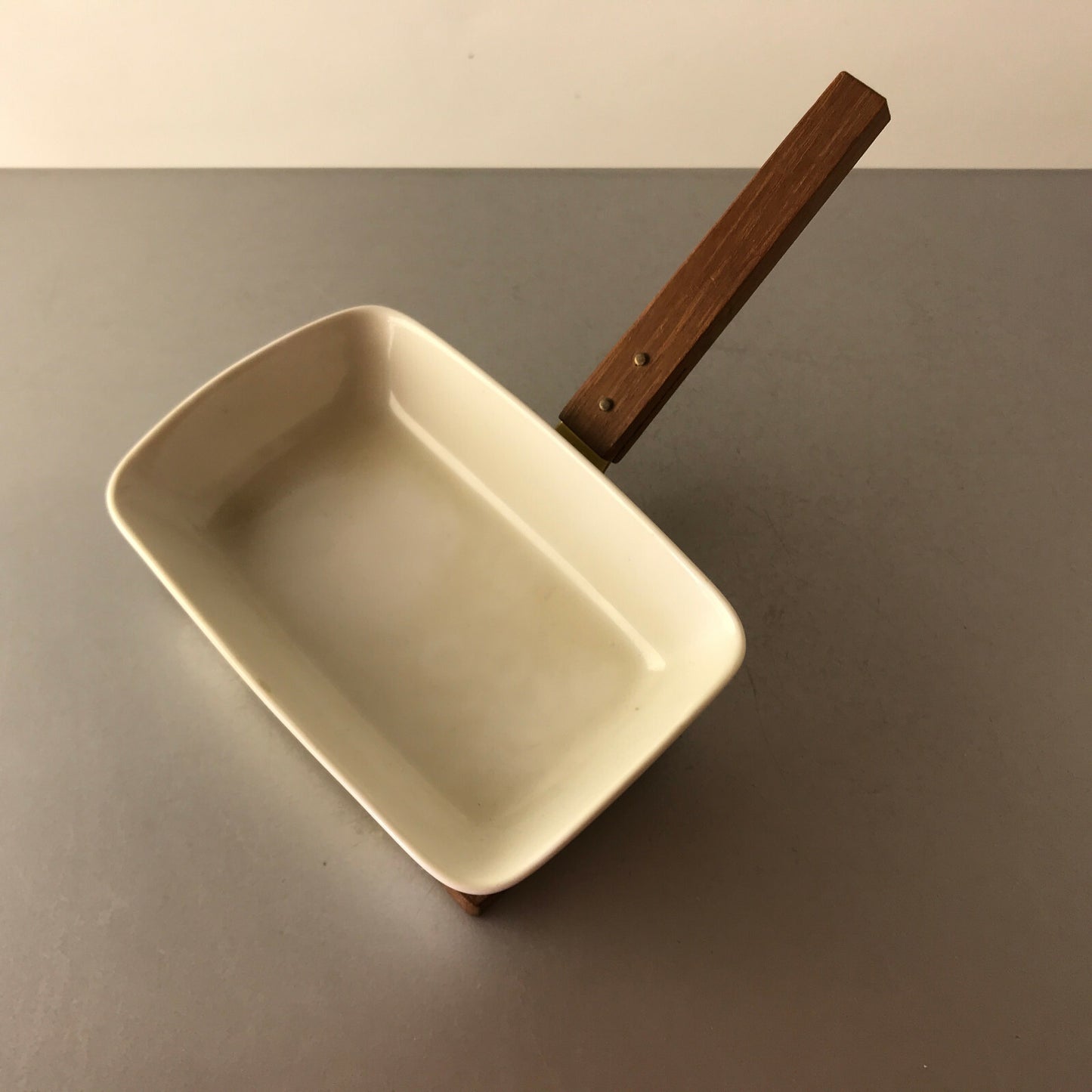 VINTAGE Keramik Schale D 14,5 TEAK Holz Schälchen 50er 60er