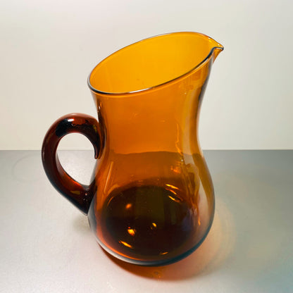 Kanne Karaffe 50er 60er 21 cm Bernstein braun VINTAGE Glas Saftkrug