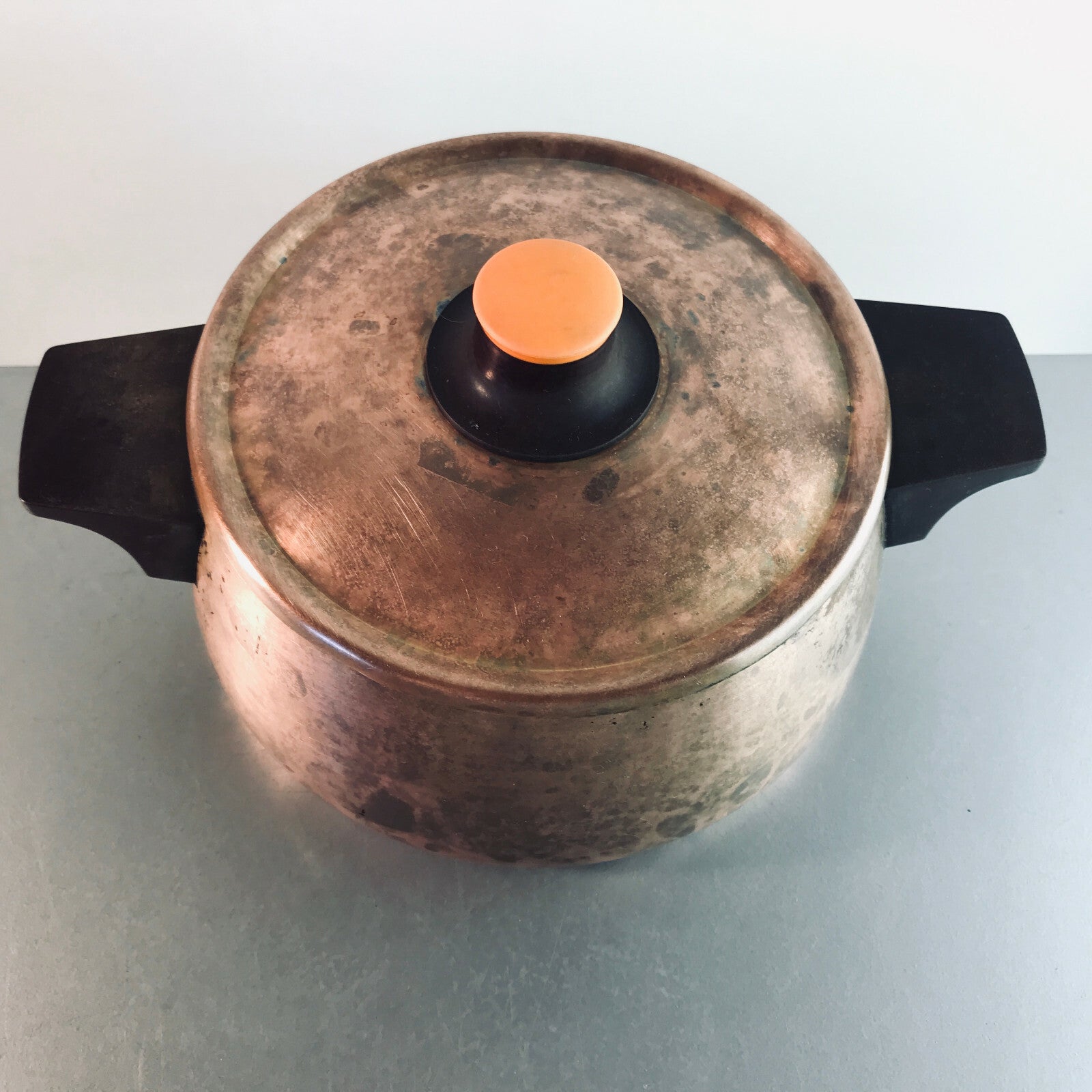 FONDUE Topf Vintage Kupfer 60er Fonduetopf mit Bakelitgriffen