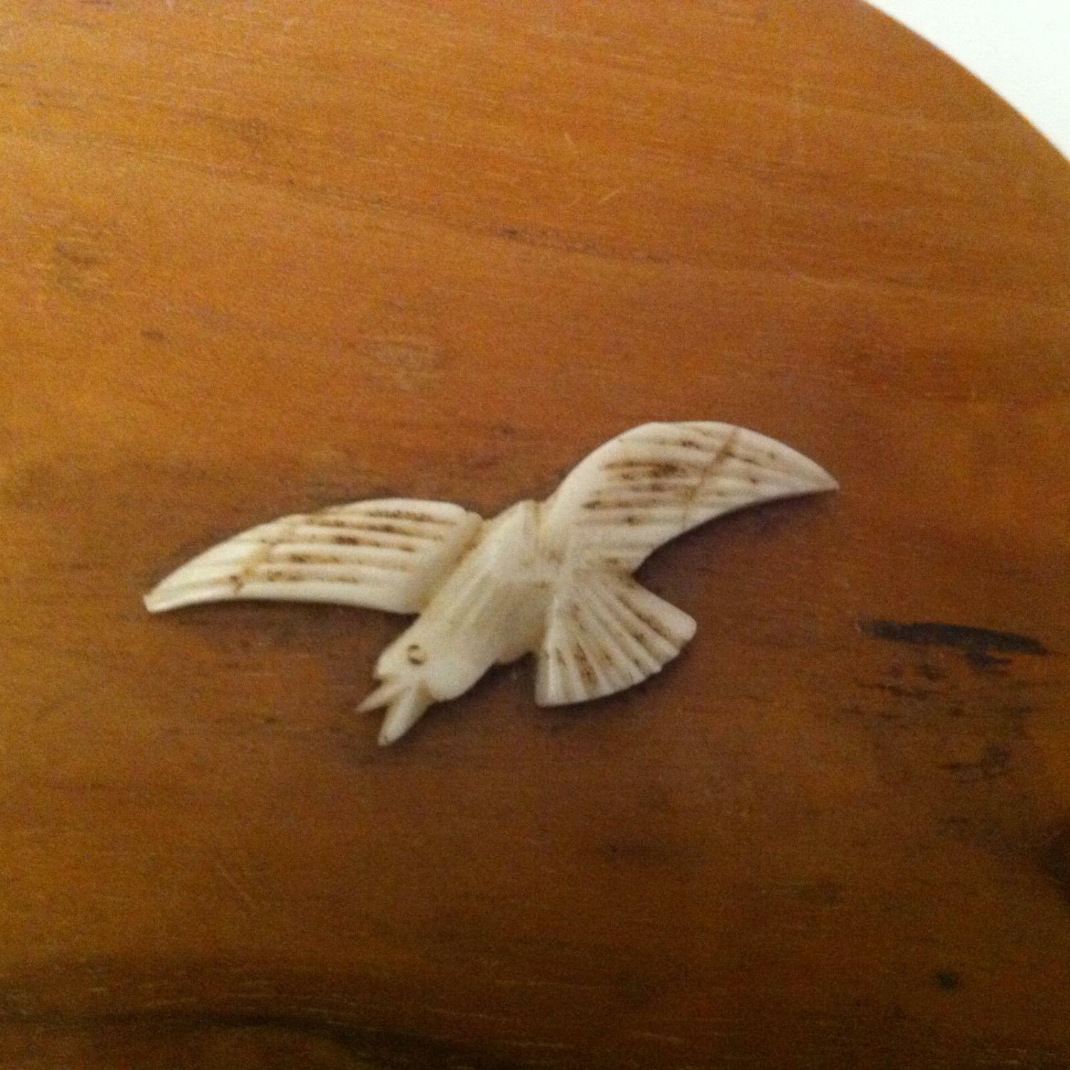 Art Déco HOLZDOSE Deckeldose Holz mit BEIN Möwe Vogel 20er 30er