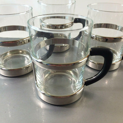 Teegläser Glas 50er 60er 4er Set Gläser Tasse Vintage schwarz