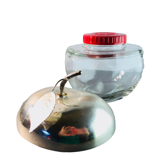 TOSCHI 60er 70er Deckeldose Dose silbern D 14,5 cm oval Glas Deckel