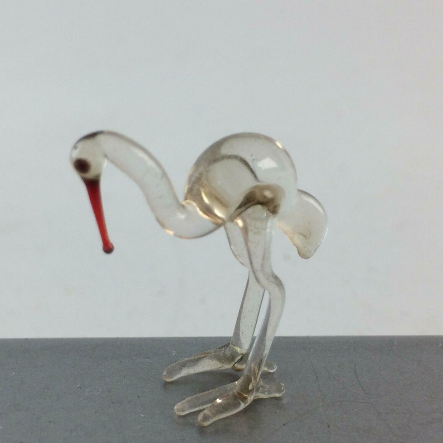 Storch Vogel H 2,5 cm Glas 50er 60er Lauscher Vintage MID CENTURY 