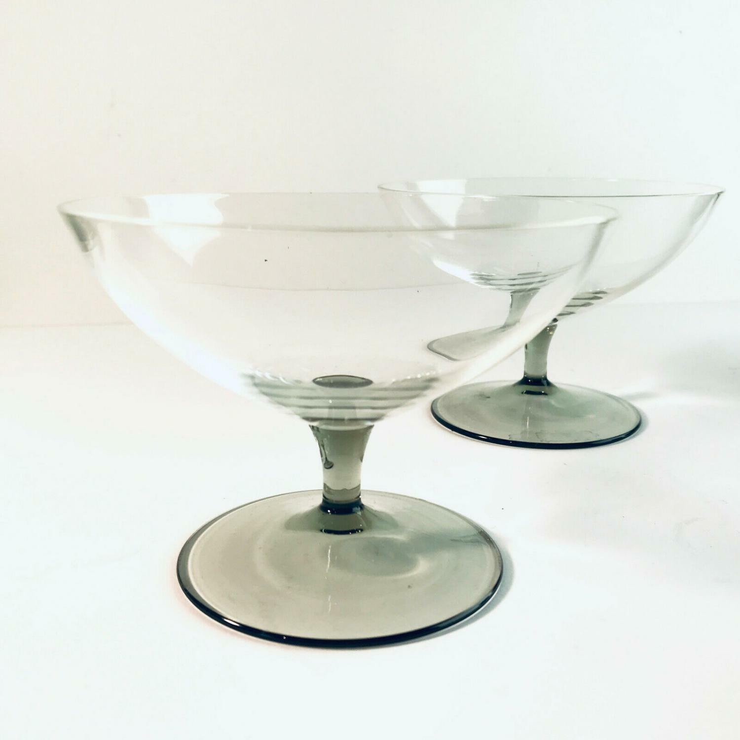 RAUCHGLAS 50er 60er Schüssel Schälchen Schale MID CENTURY 2er Set  D 11,3