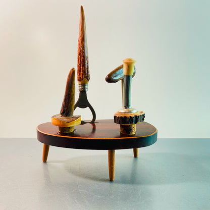 Bar Set Holz Korkenzieher Kipper Korken Öffner 60er MID CENTURY