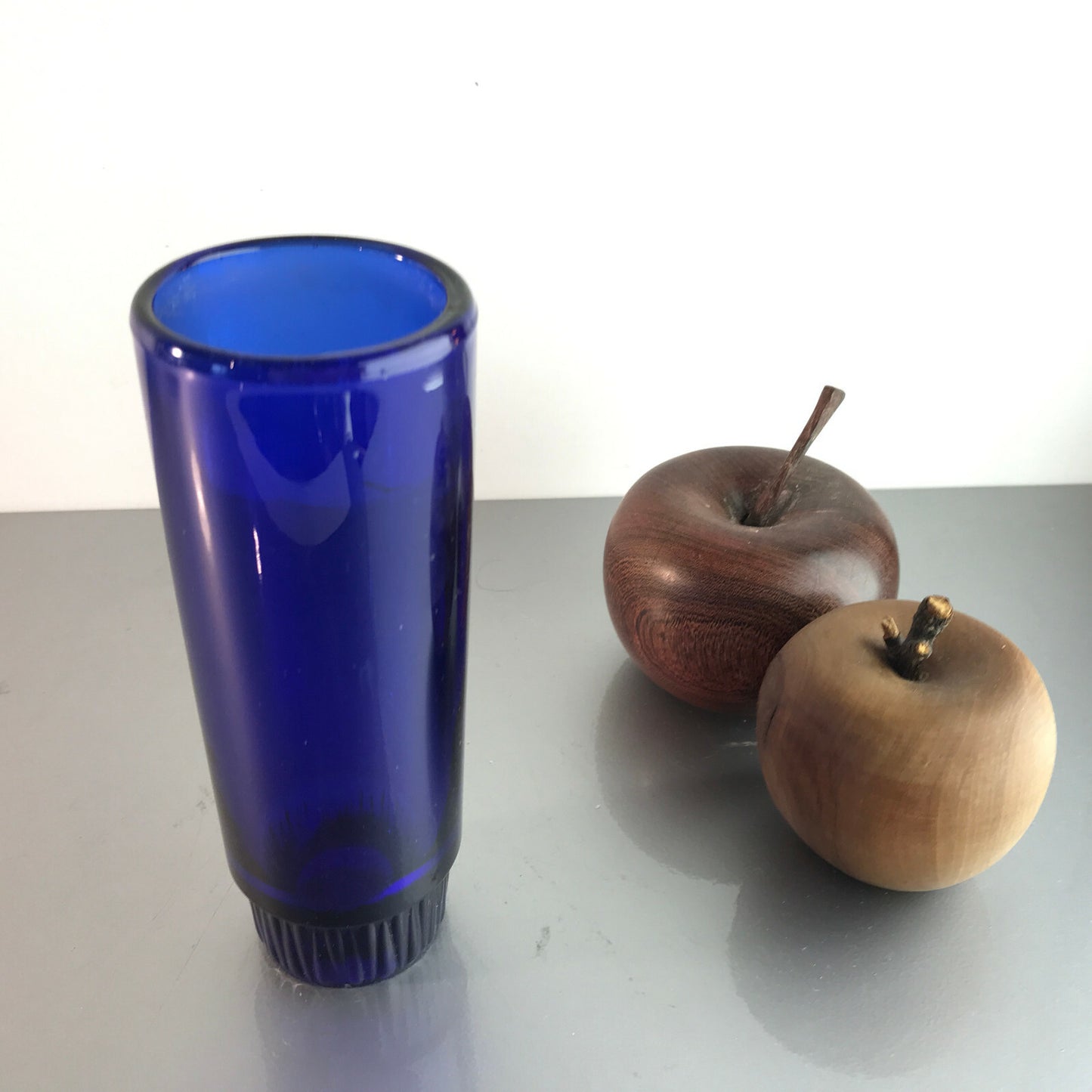 Vintage Vase Glas 60er 70er blau VEB 15 cm MID CENTURY