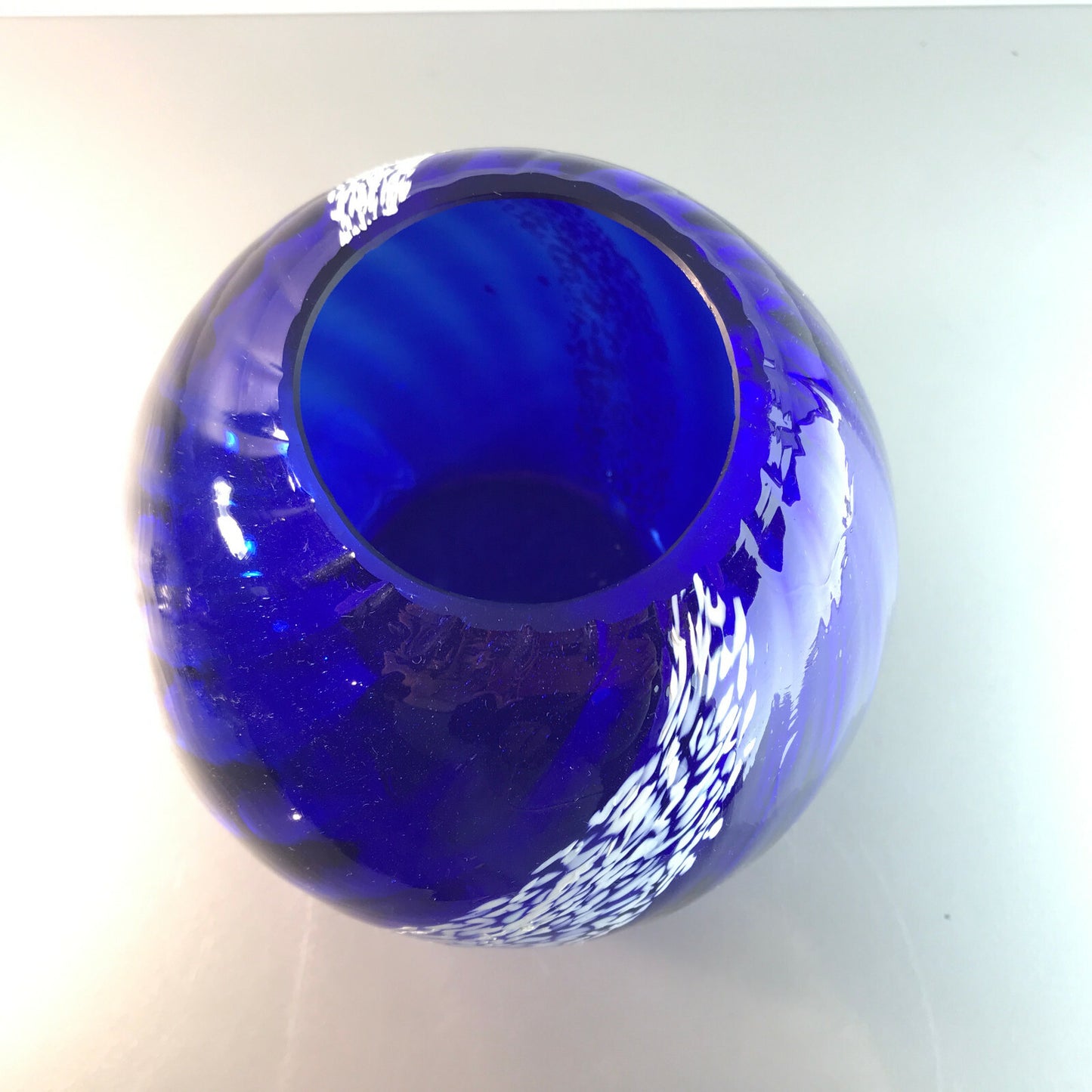 Vase MID CENTURY Vase blau 50er 60er  Vintage 13,5 cm weiß