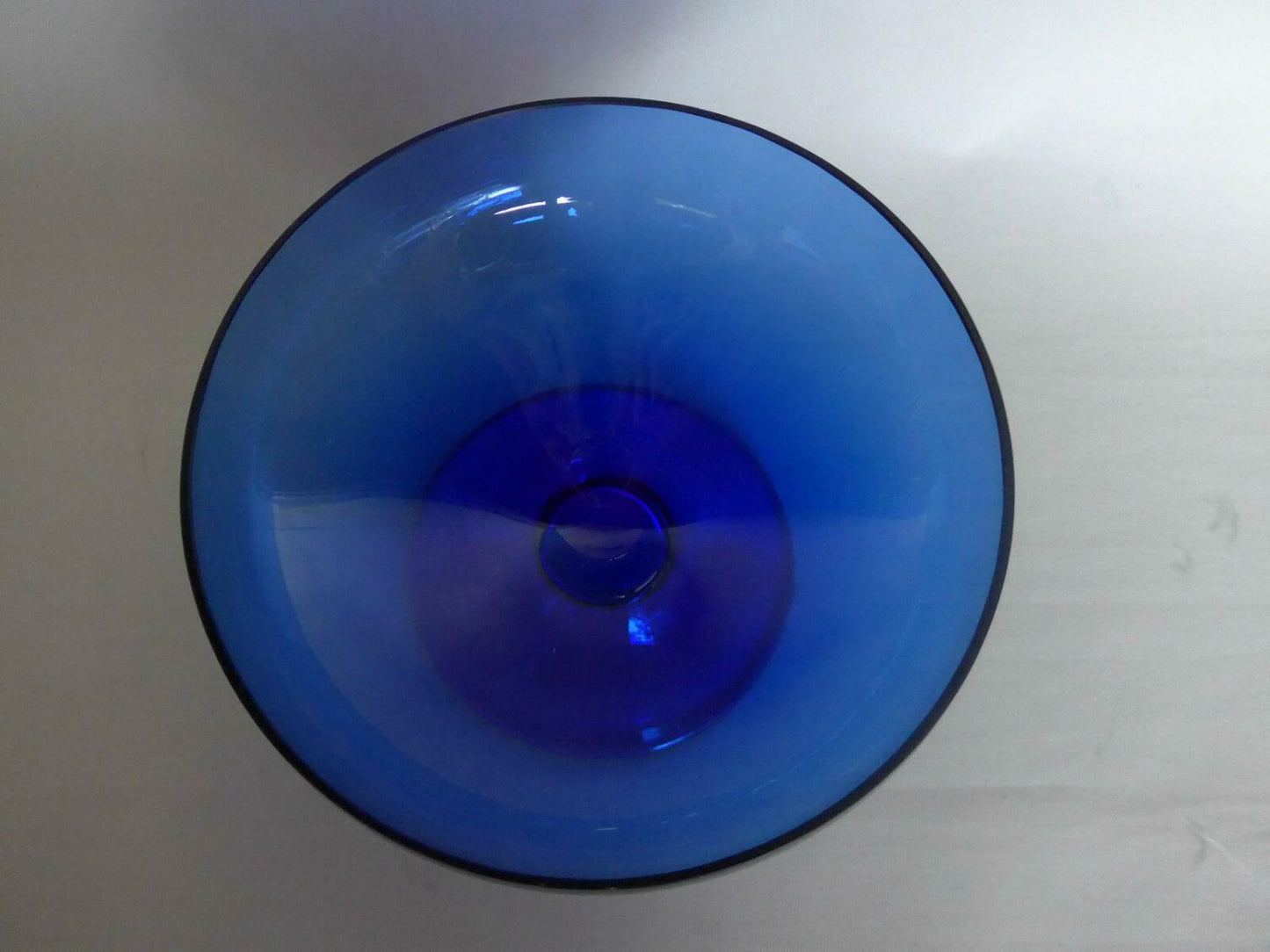 Blau GLASCHALE Anrichte Konfektschale 60er Glas MID CENTURY Facetten