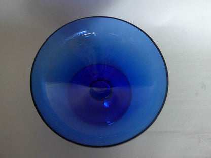 Blau GLASCHALE Anrichte Konfektschale 60er Glas MID CENTURY Facetten