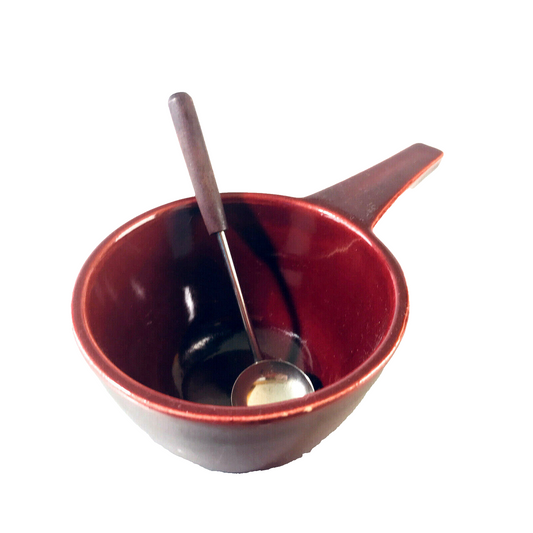 Schale Schüssel 10,3 cm Schälchen Vintage Glas 50er 60er rot + Löffel