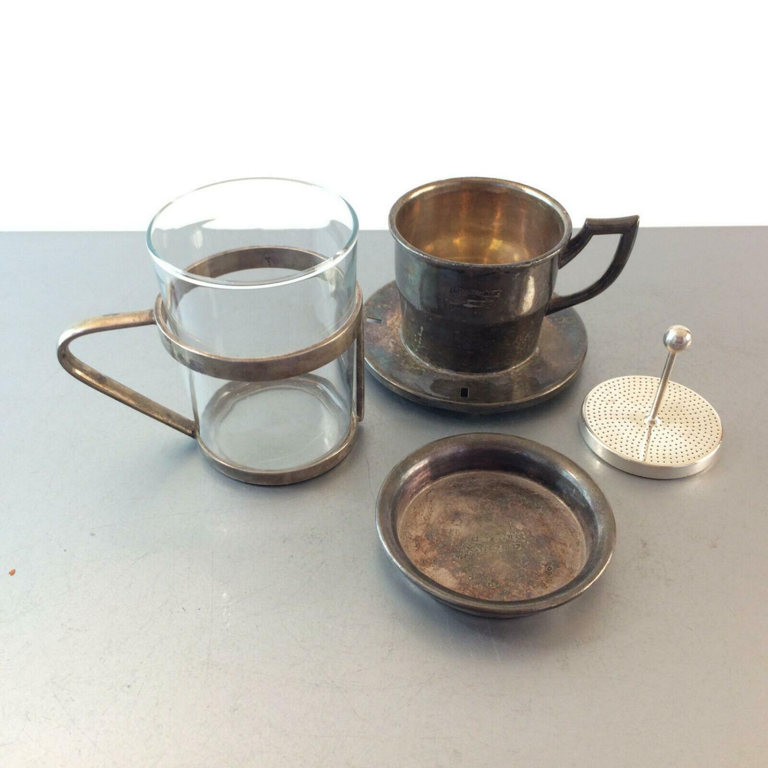 LUITPOLDBAD Tassenfilter Teller Filter versilbert Set Tasse Gebr. HEPP