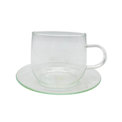 Glastasse H 7 cm mit Untertasse Glas Tasse mit Unterer Teetasse