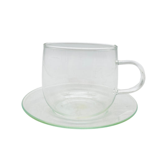 Glastasse H 7 cm mit Untertasse Glas Tasse mit Unterer Teetasse