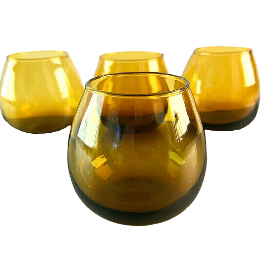 Vintage Schnapsgläser GLAS 50er 60er MID CENTURY Bernstein 5,6 cm