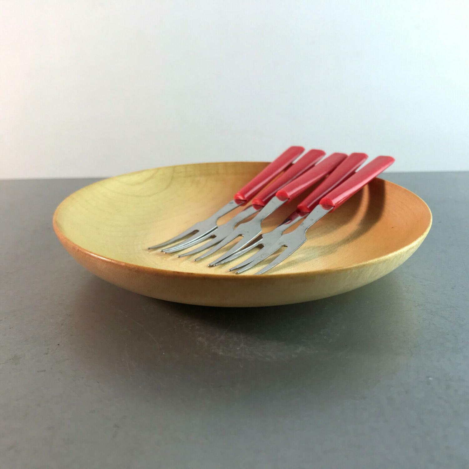 Schale MID CENTURY Holzschale Ahorn Schale Holz 13 cm 50er 60er + Picker