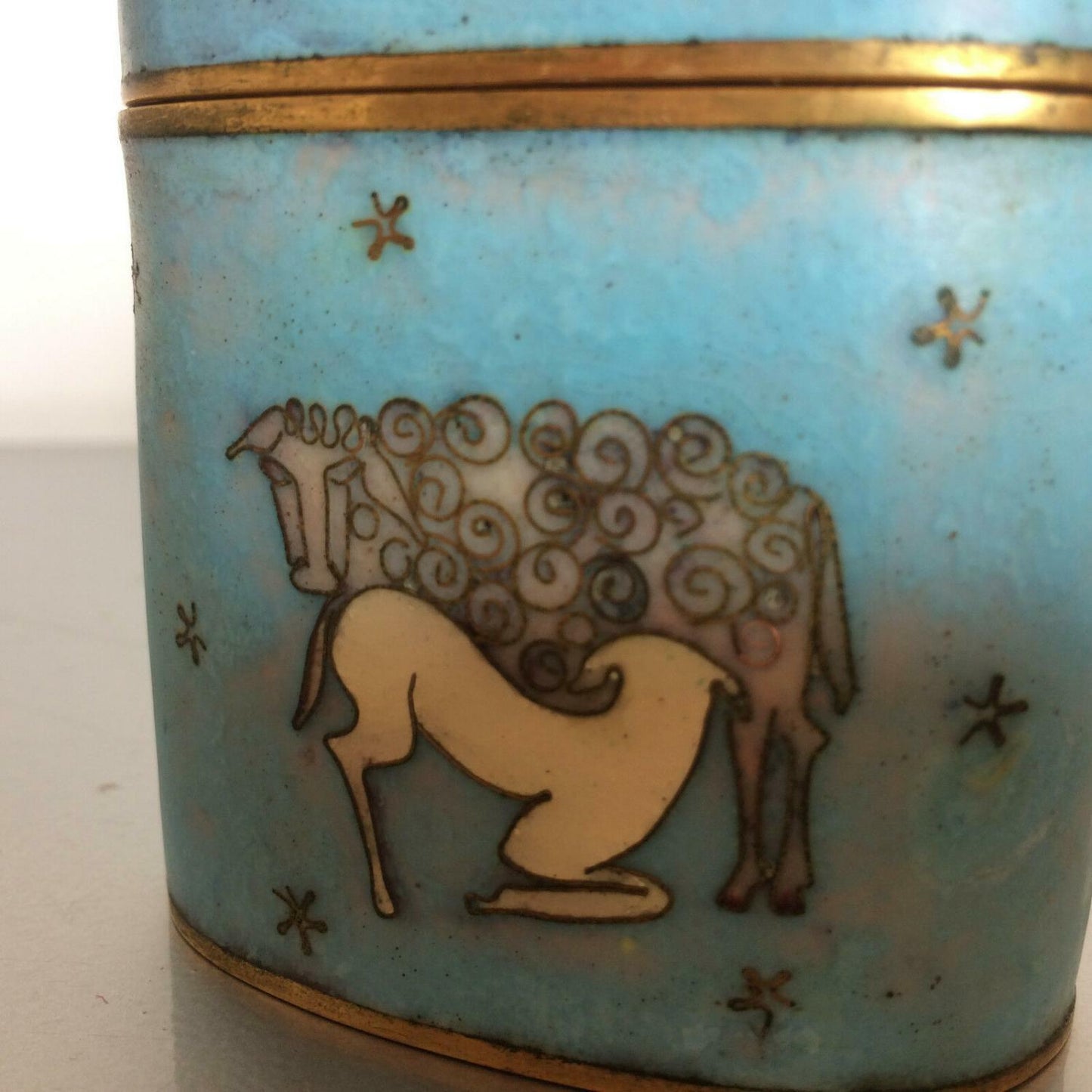 Käthe RUCKENBROD Deckeldose  Cloisonne Email  Dose Emaille 50er 60er