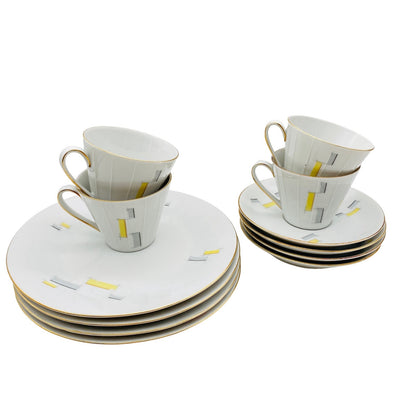 Zeh Scherzer Porzellan Schale Goldrand 50er 60er Set Teller Tassen  MID CENTURY