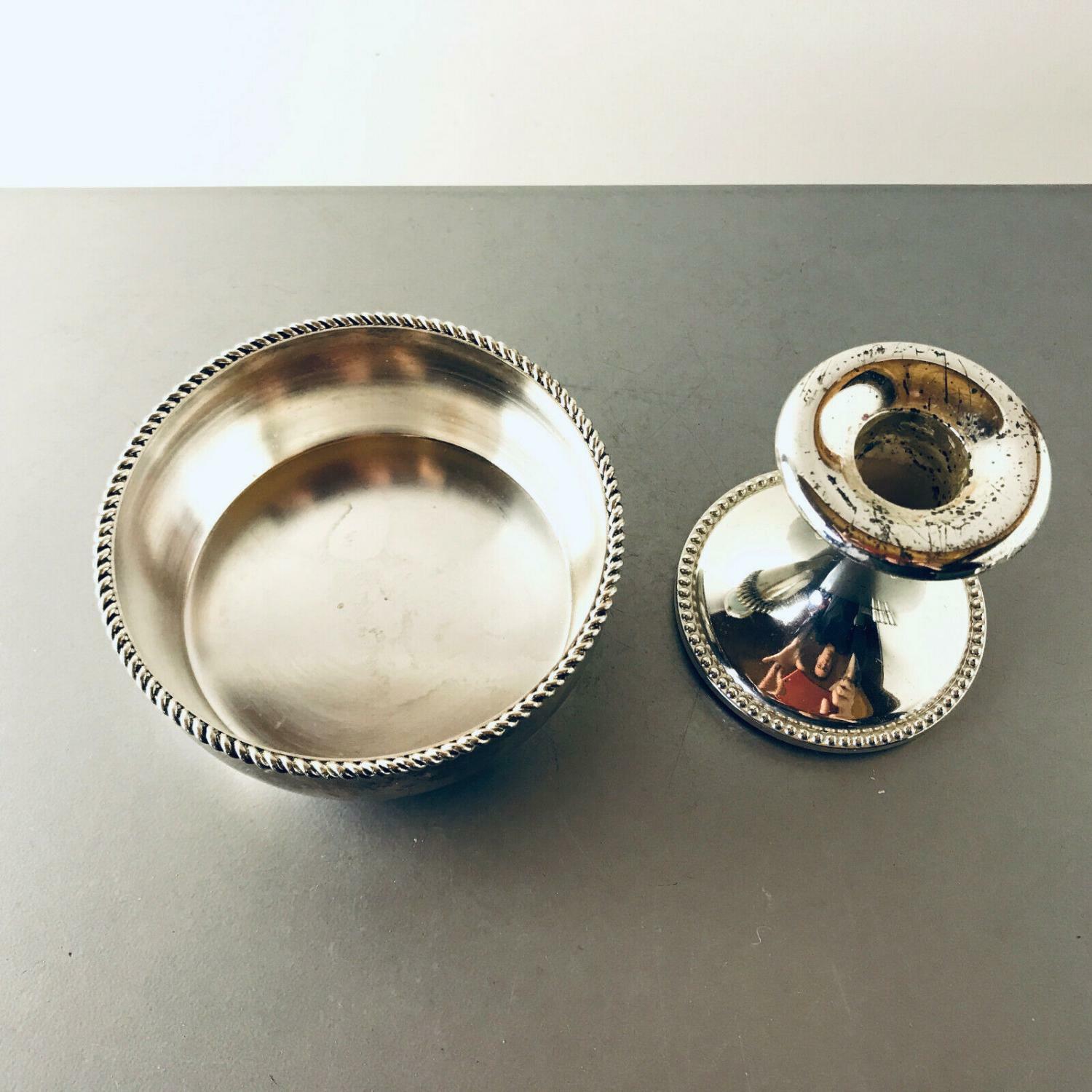BBI Braucke Berkenhoff Iserlohn Flaschenhalter versilbert + Kerzenhalter