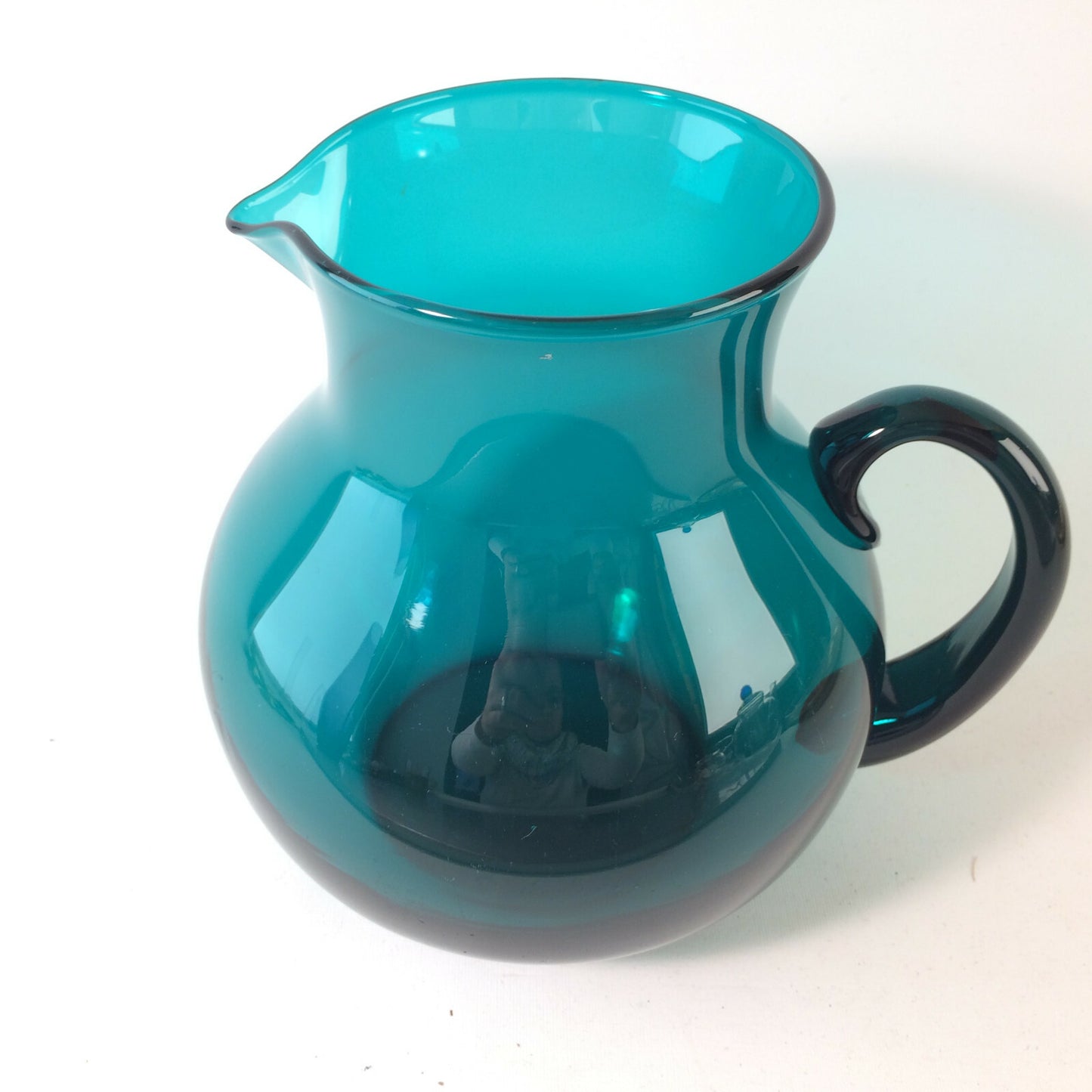Vintage KARAFFE Kanne Krug grün Glas 60er 70er 17cm MID CENTURY Vase