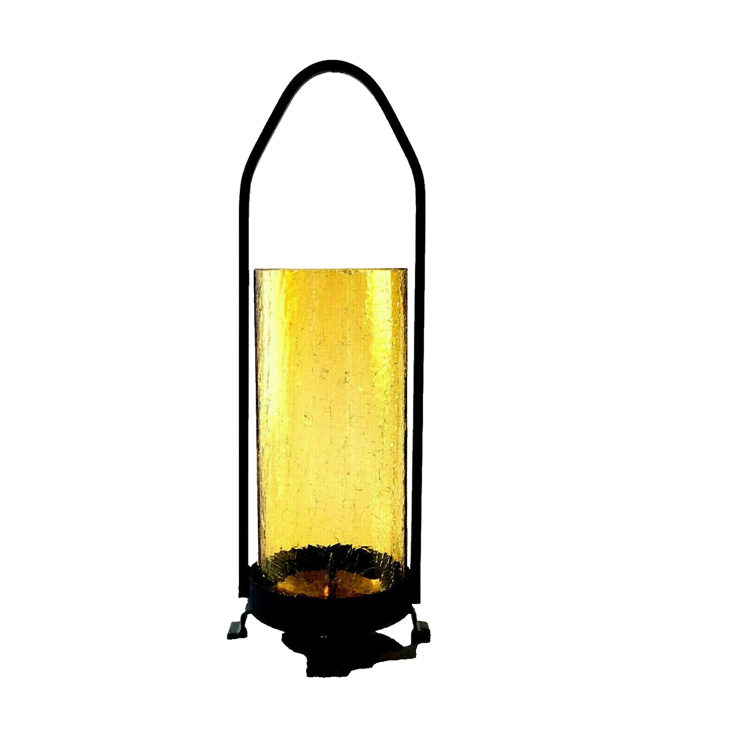 Kerzenhalter Windlicht 50er 60er Glas Kerzenständer Bernstein Eisen 30 cm