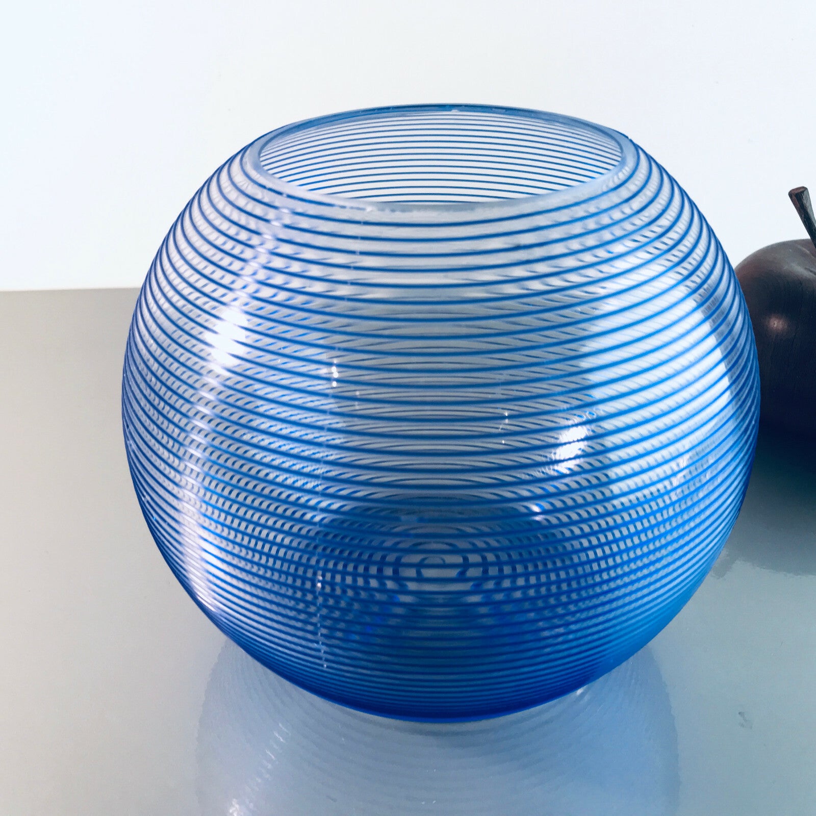ZWIESEL Fadenglas 13 cm Vintage Vase 50er 60er MID CENTURY blau 40er